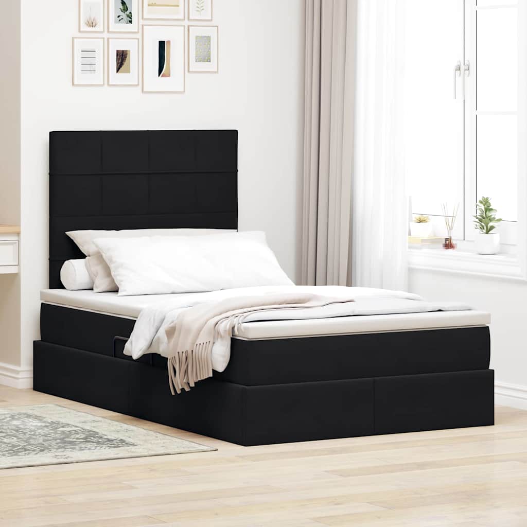 Krevet s prostorom za pohranu s LED-om Crna 120 x 200 cm Baršun