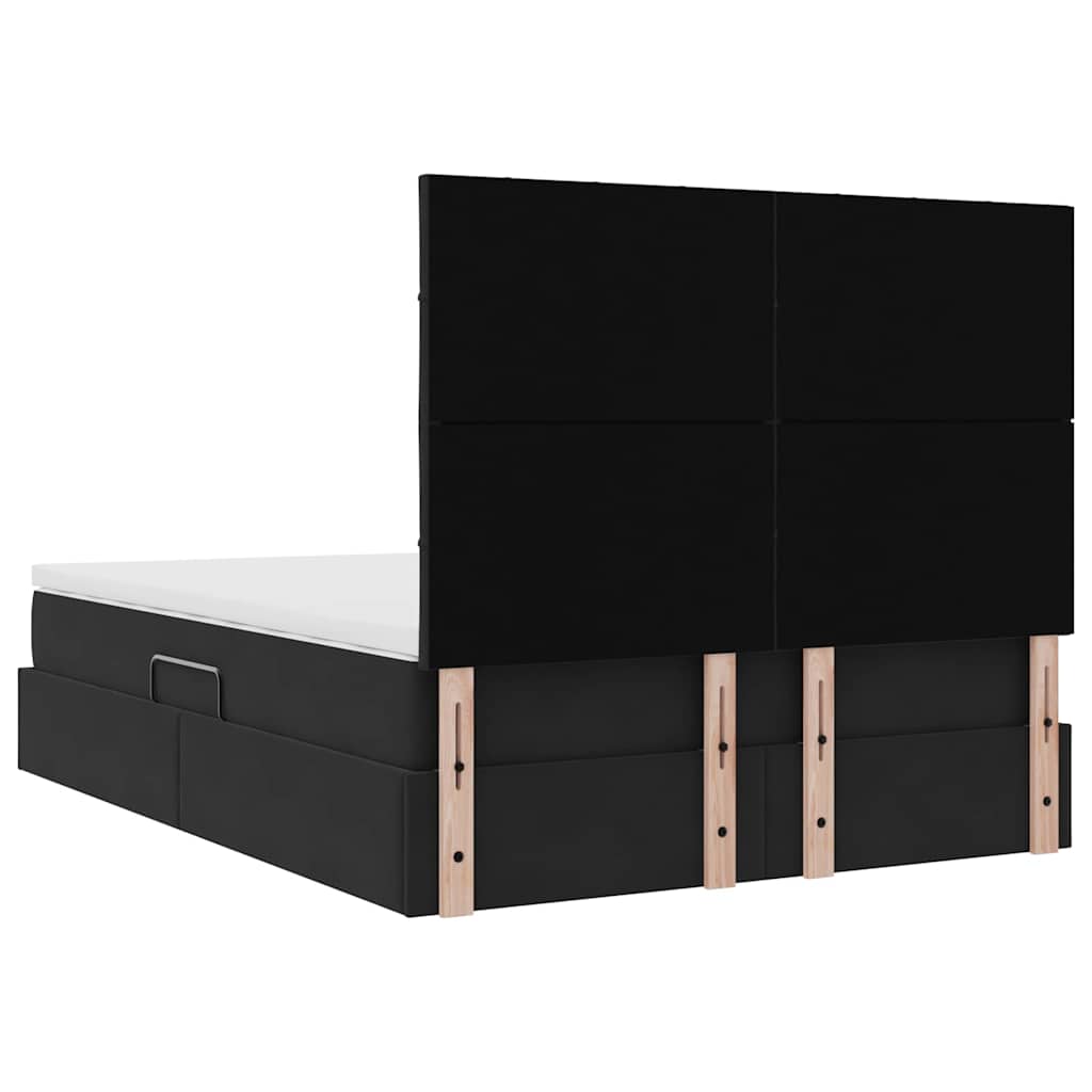 Krevet s prostorom za pohranu s LED-om Crna 140 x 190 cm Baršun