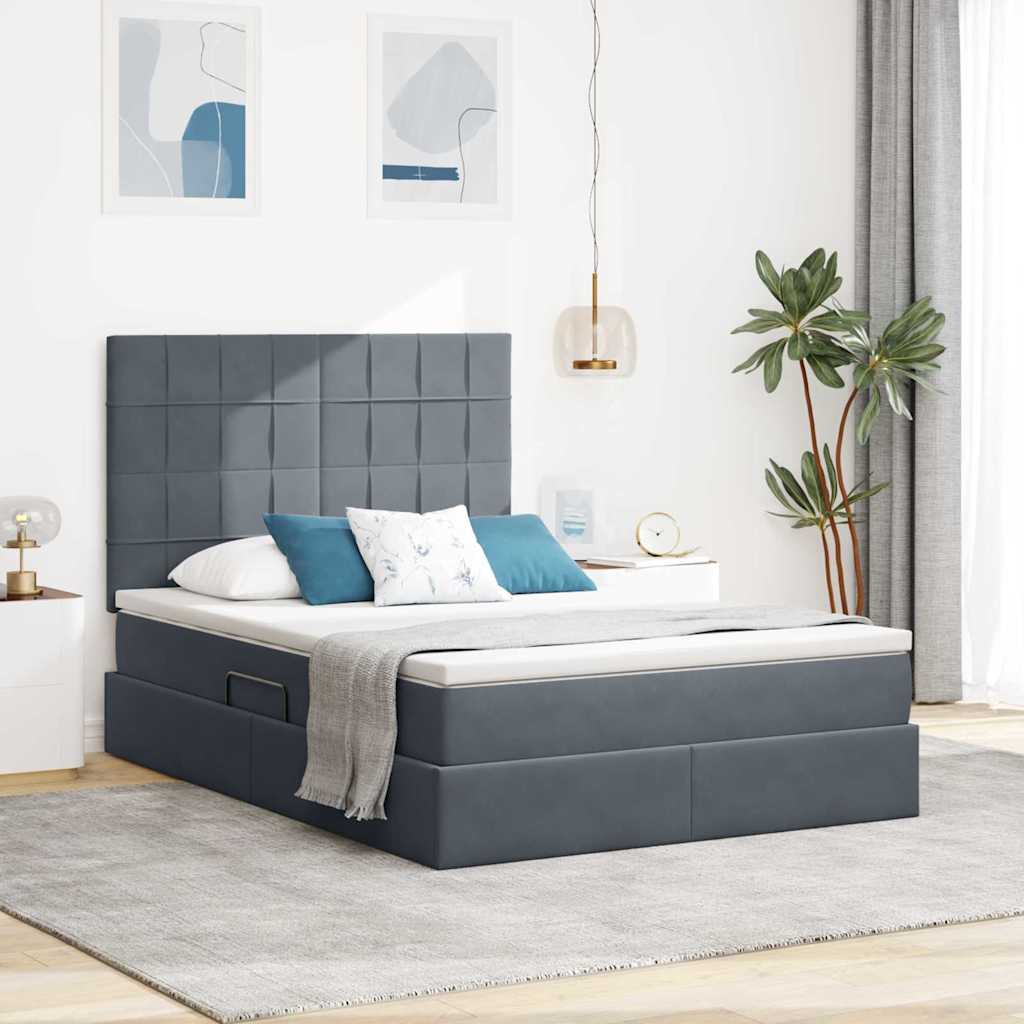 Krevet s prostorom za pohranu s LED-om Tamno siva 140 x 200 cm