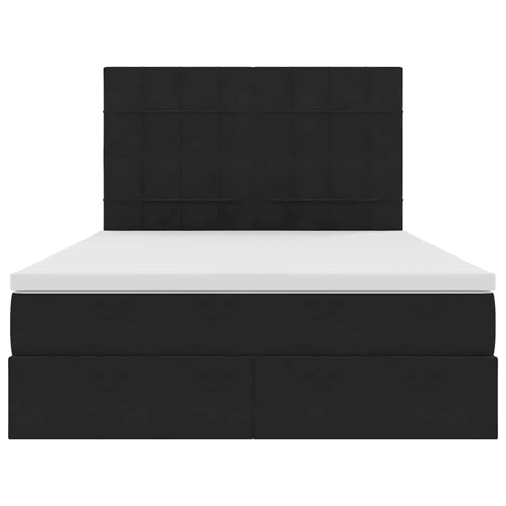 Krevet s prostorom za pohranu s LED-om Crna 140 x 200 cm Baršun