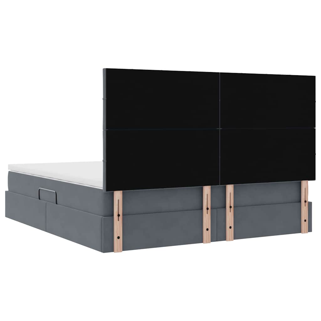 LED krevet za pohranu s madracem Tamnosiva 160 x 200 cm Baršun