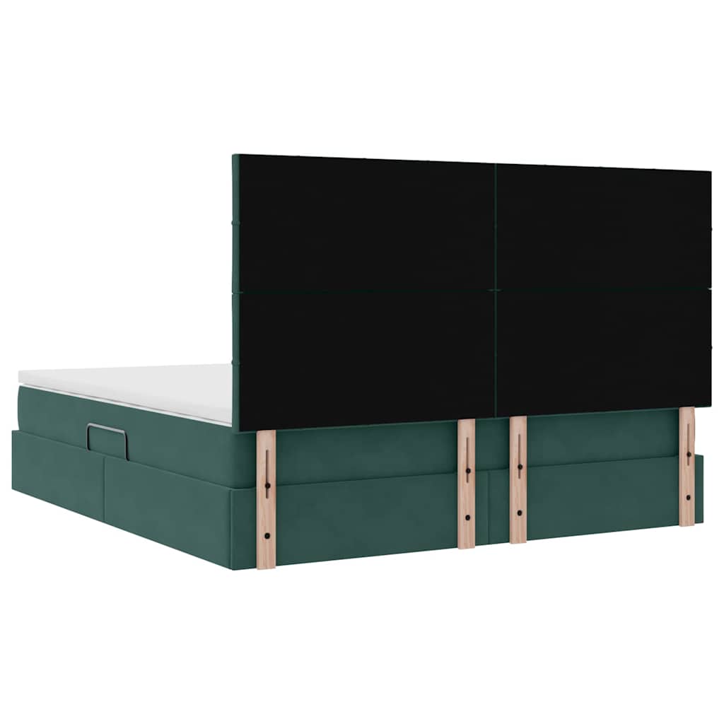 Krevet s prostorom za pohranu s LED-om Tamnozelena 160 x 200 cm