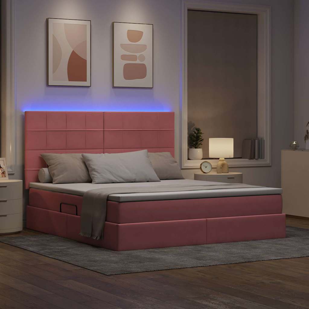 Krevet s prostorom za pohranu s LED-om Ružičasta 180 x 200 cm