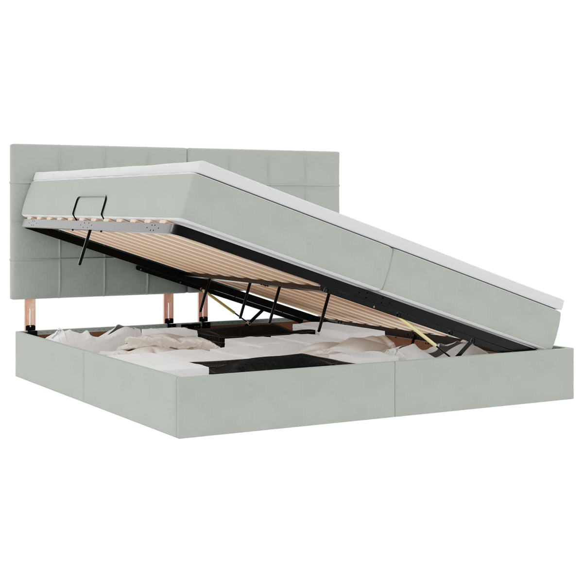 LED krevet za pohranu s madracem Svjetlosiva 200 x 200 cm 204 x 200 x 128 cm