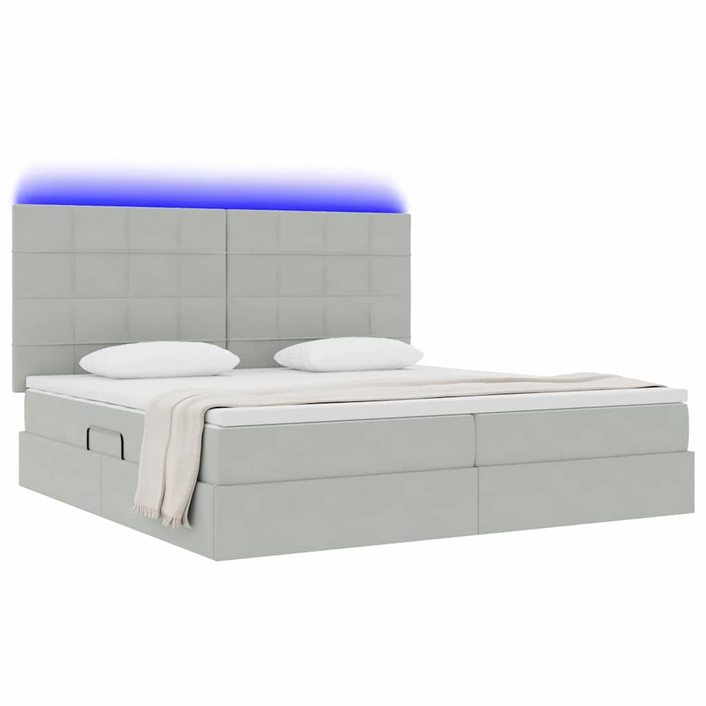 LED krevet za pohranu s madracem Svjetlosiva 200 x 200 cm 204 x 200 x 128 cm
