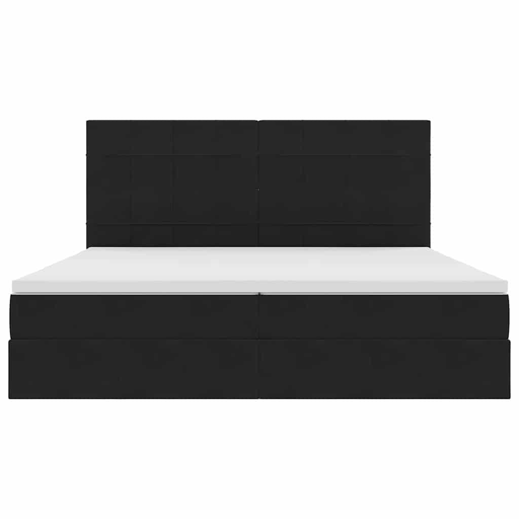 Krevet s prostorom za pohranu s LED-om Crna 200 x 200 cm Baršun