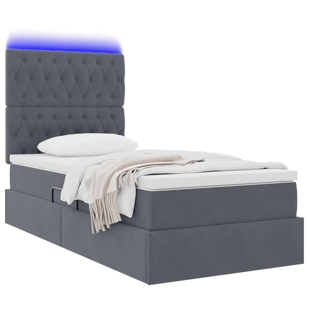 Krevet s prostorom za pohranu s LED-om Tamno siva 90 x 200 cm