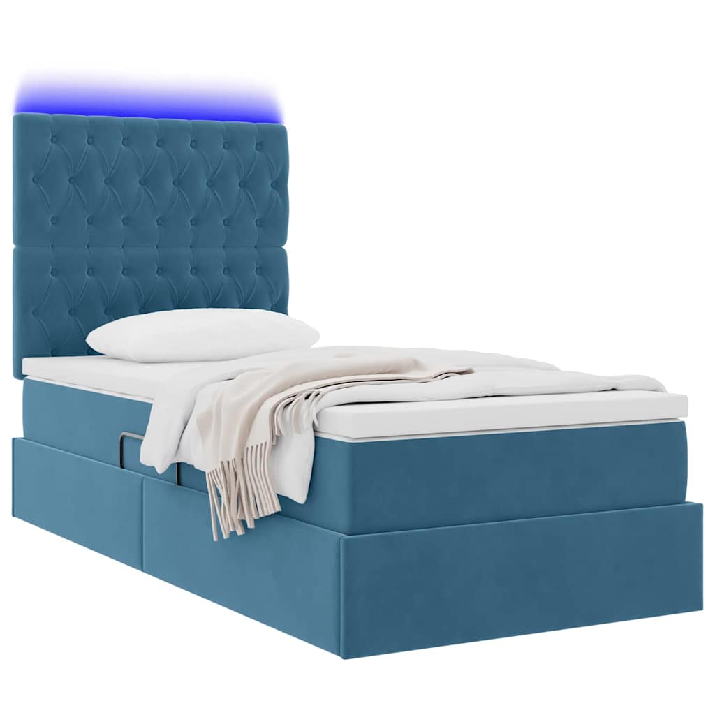 Krevet s prostorom za pohranu s LED-om Tamno plava 90 x 200 cm