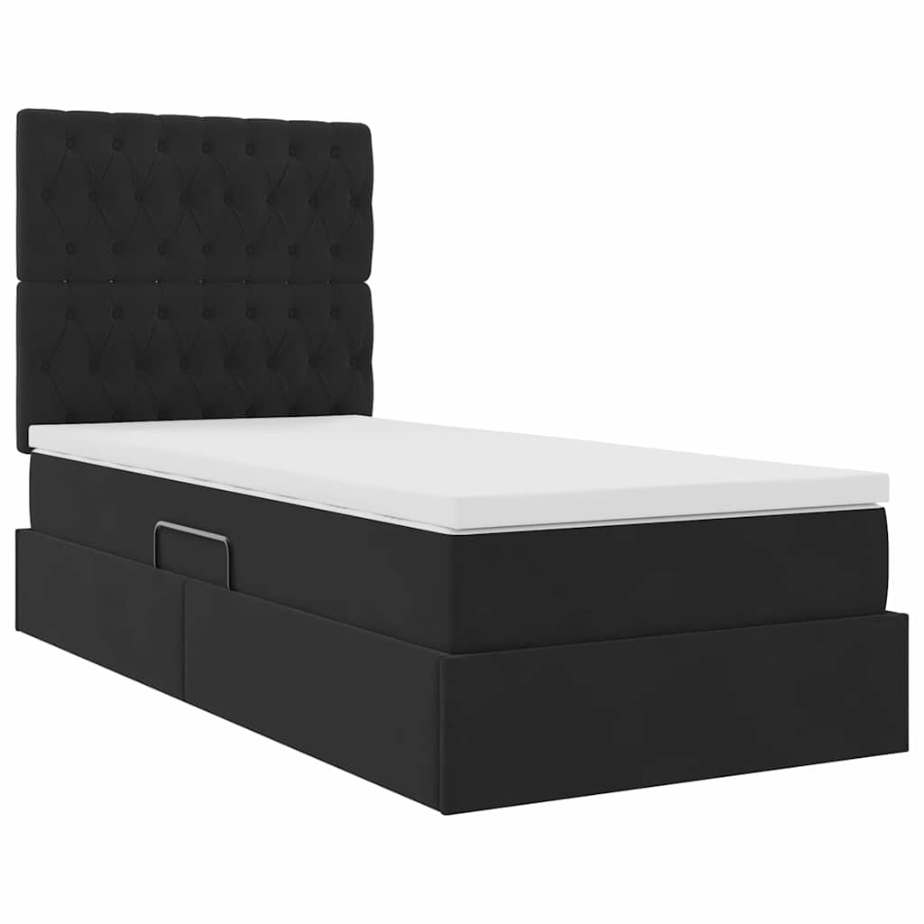 Krevet s prostorom za pohranu s LED-om Crna 100 x 200 cm Baršun