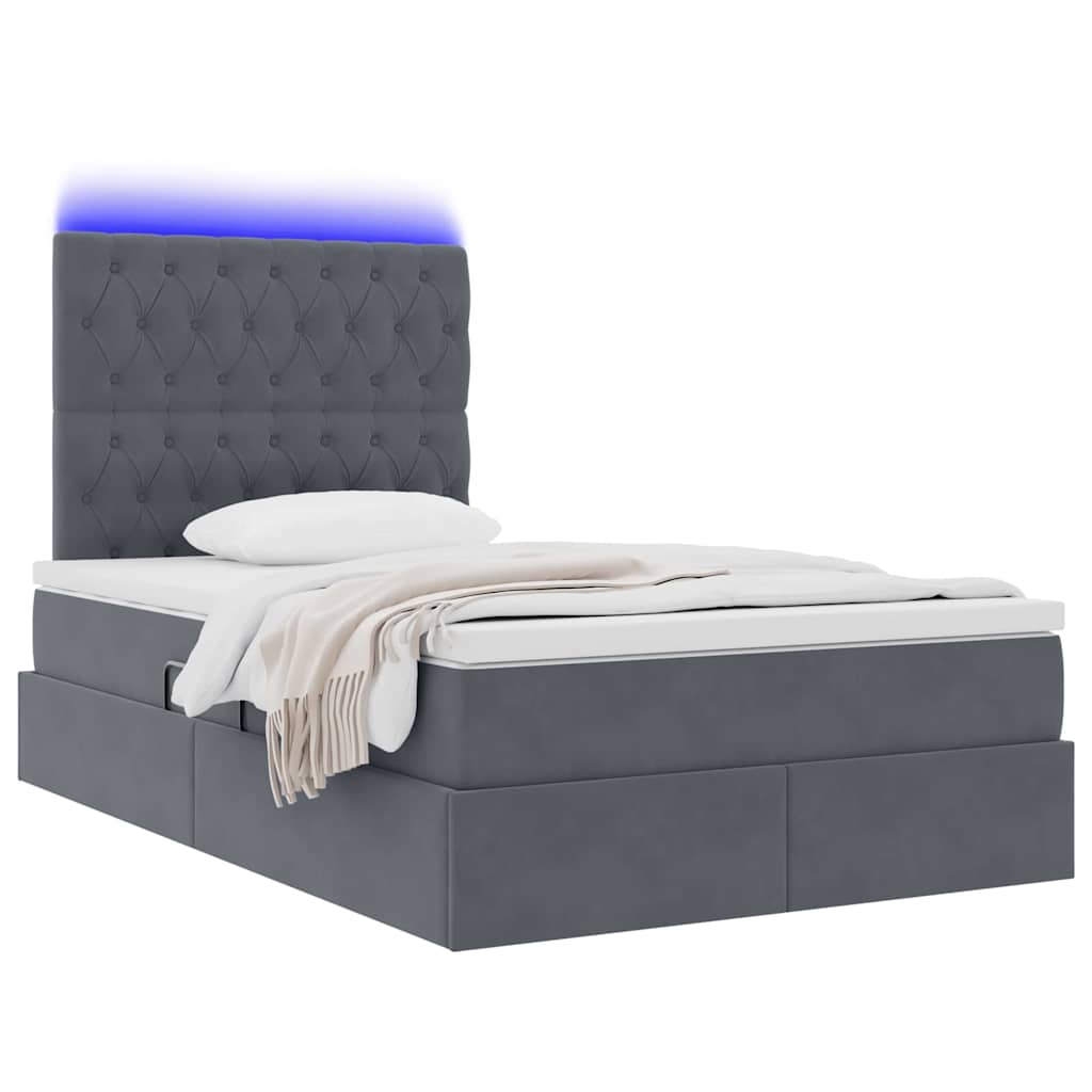 Krevet s prostorom za pohranu s LED-om Tamno siva 120 x 200 cm