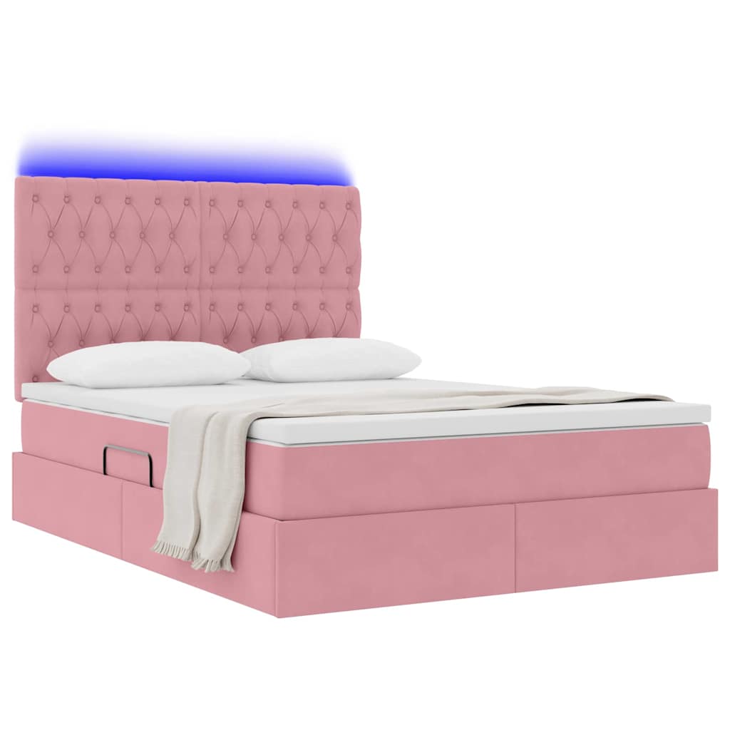 Krevet s prostorom za pohranu s LED-om Ružičasta 140 x 190 cm