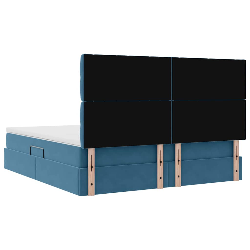 Krevet s prostorom za pohranu s LED-om Tamno plava 160 x 200 cm