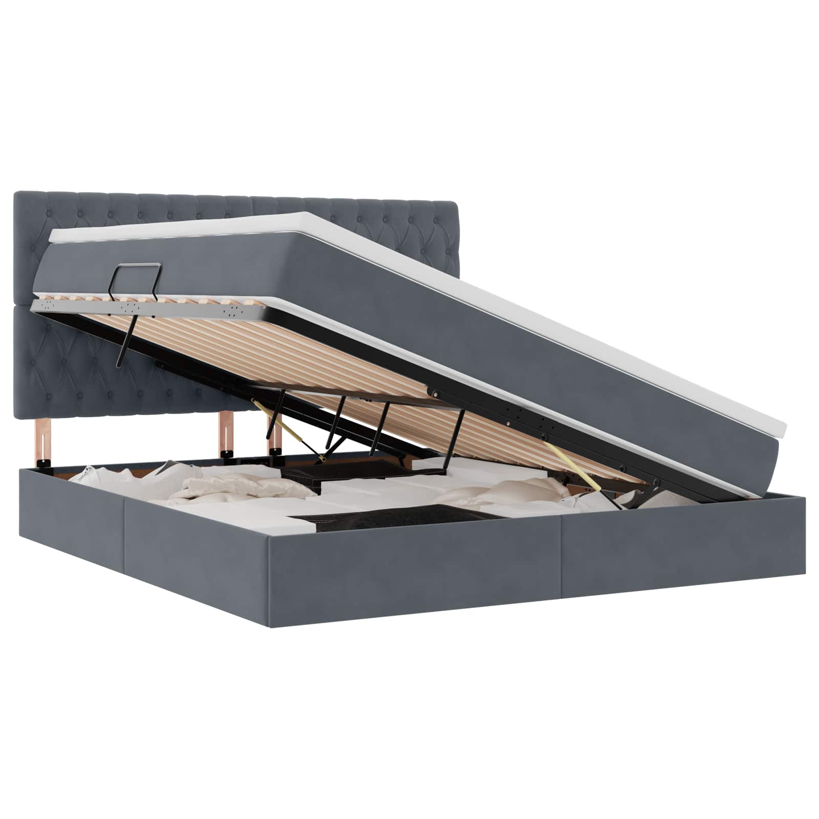 Krevet s prostorom za pohranu s LED-om Tamno siva 180 x 200 cm