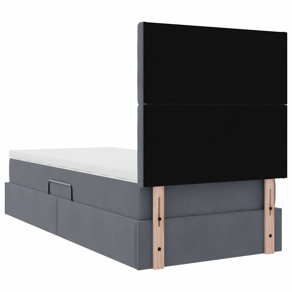 Krevet s prostorom za pohranu s LED-om Tamno siva 90 x 190 cm