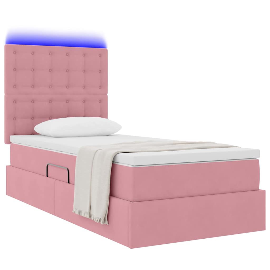 Krevet s prostorom za pohranu s LED-om Ružičasta 100 x 200 cm