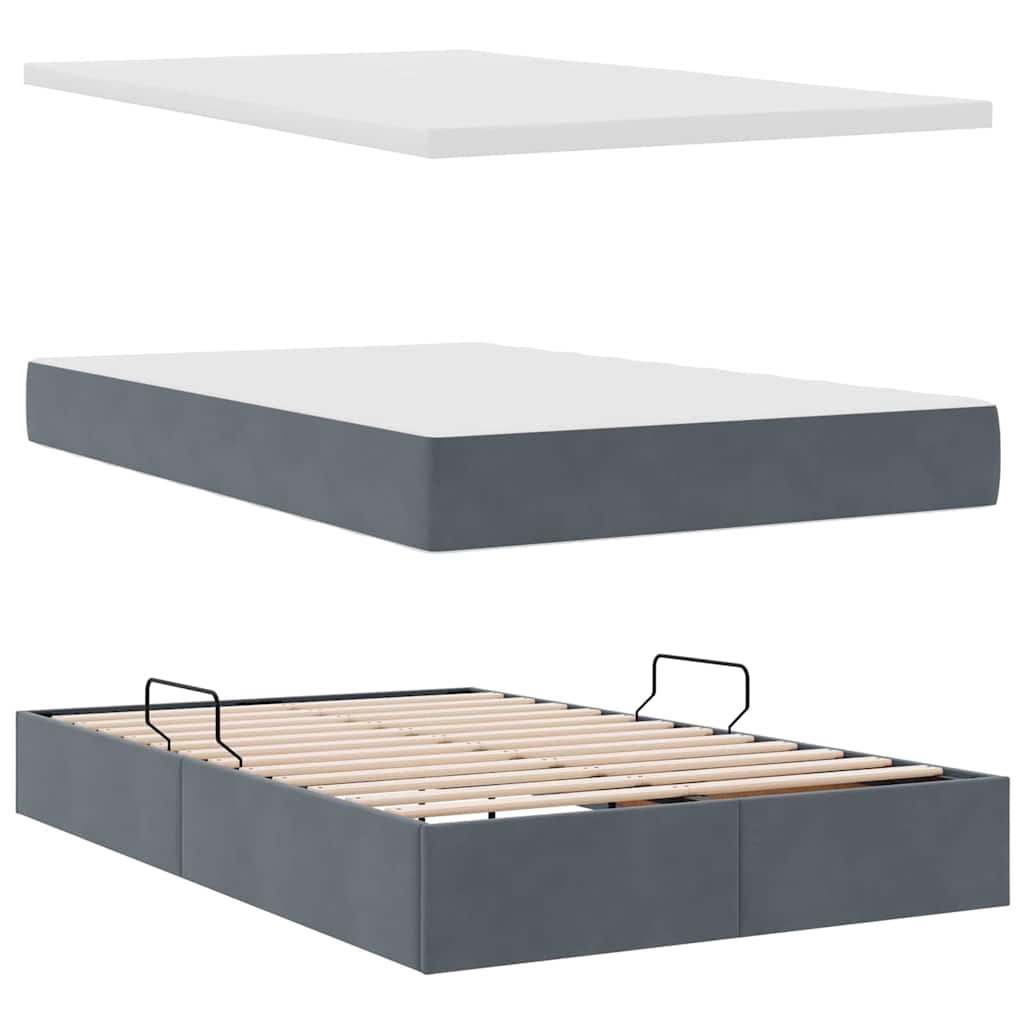 Krevet s prostorom za pohranu s LED-om Tamno siva 120 x 190 cm