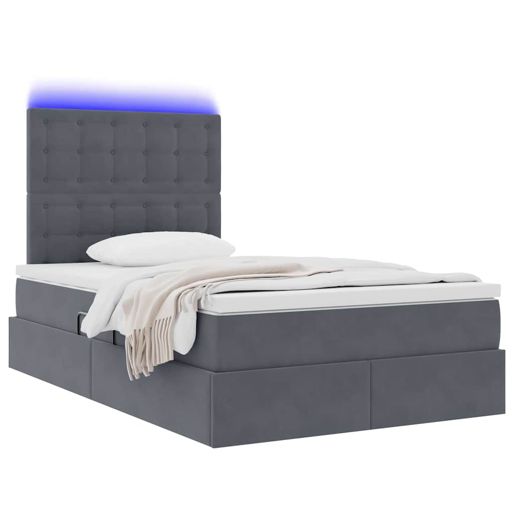 Krevet s prostorom za pohranu s LED-om Tamno siva 120 x 190 cm