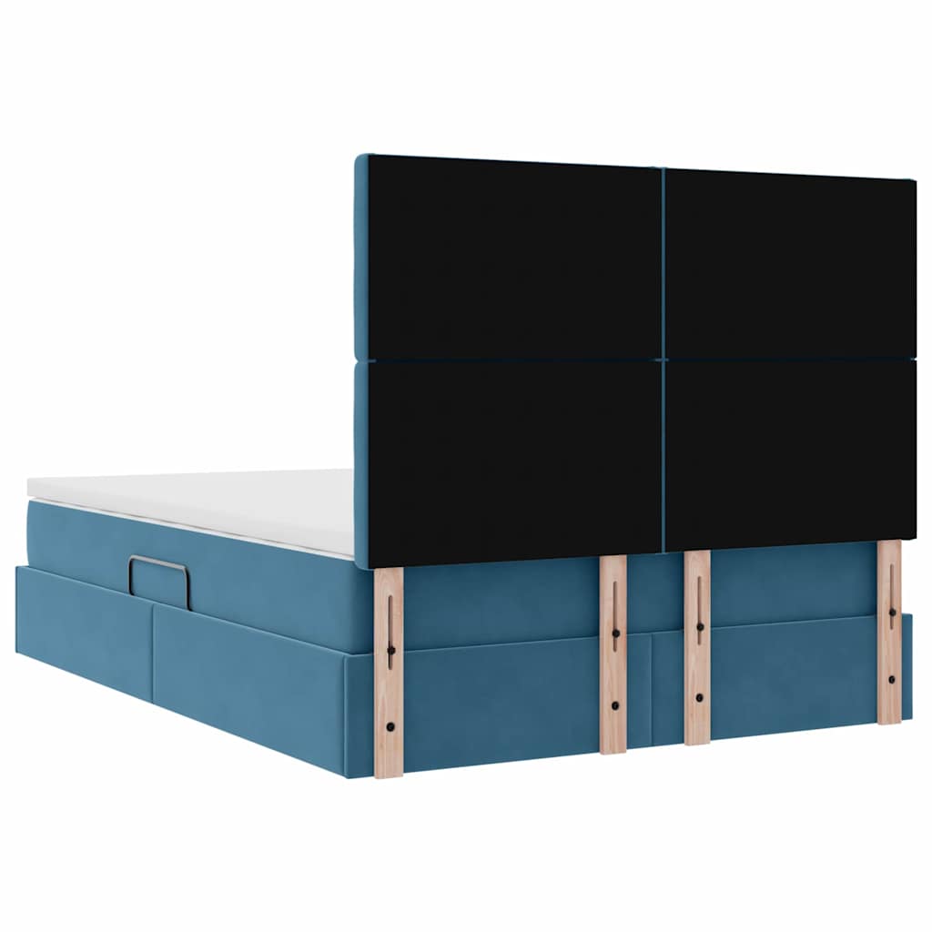 Krevet s prostorom za pohranu s LED-om Tamno plava 140 x 200 cm