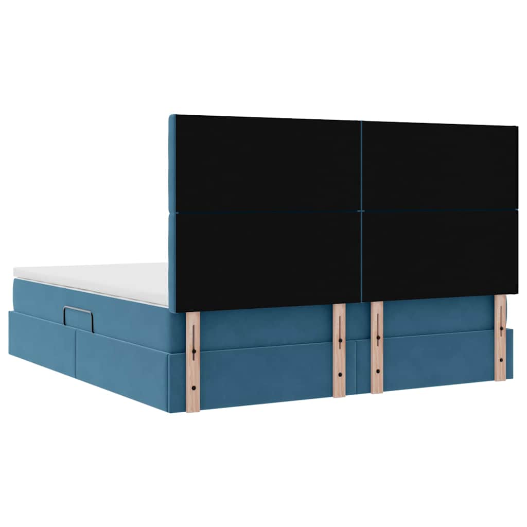 Krevet s prostorom za pohranu s LED-om Tamno plava 180 x 200 cm