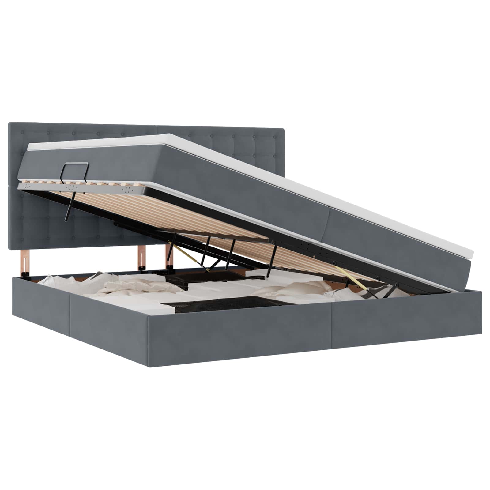 Krevet s prostorom za pohranu s LED-om Tamno siva 200 x 200 cm