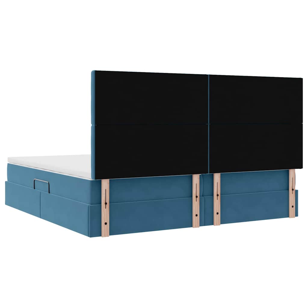 Krevet s prostorom za pohranu s LED-om Tamno plava 200 x 200 cm