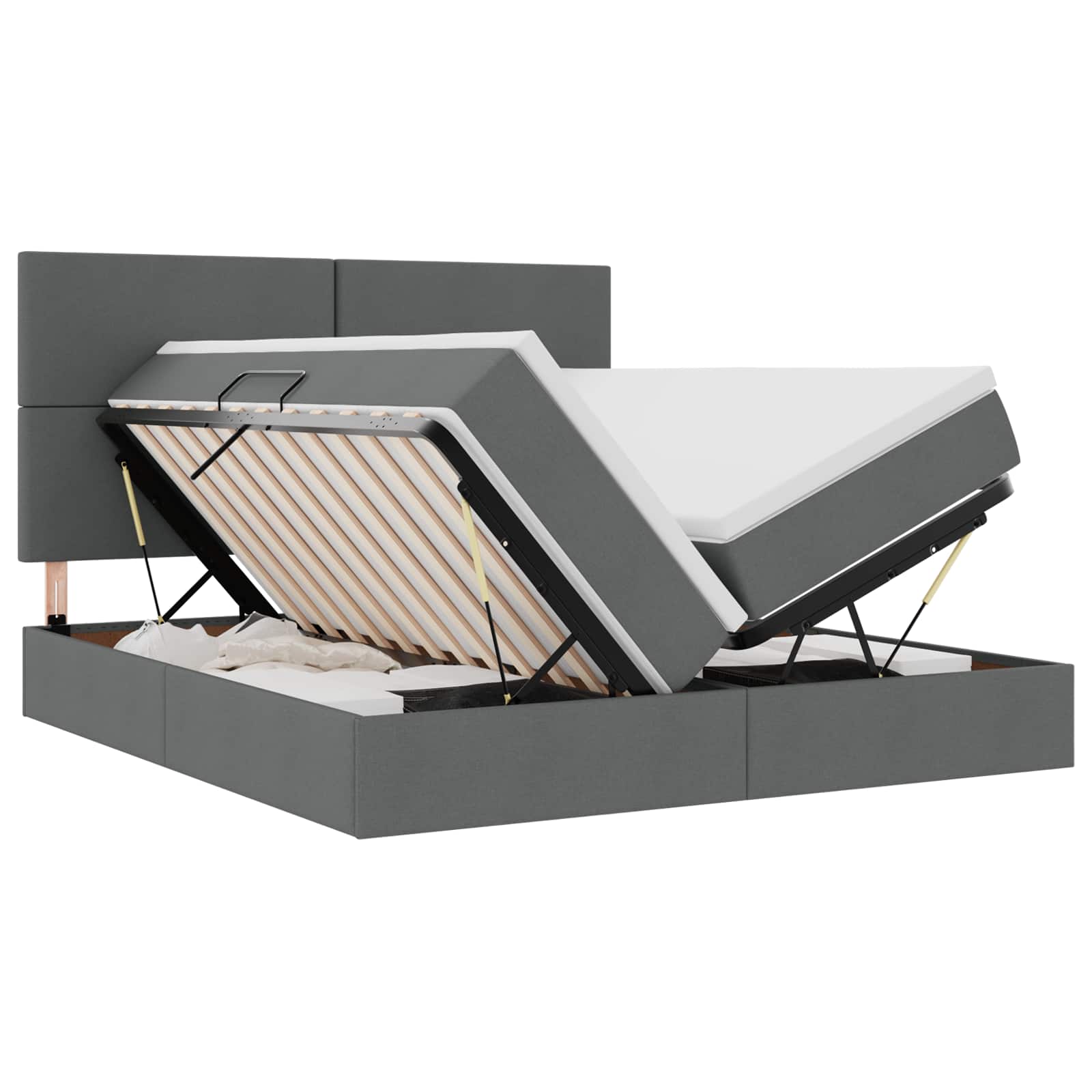 Krevet s LED trakama s pohranom Tamno siva 180 x 200 cm tkanina
