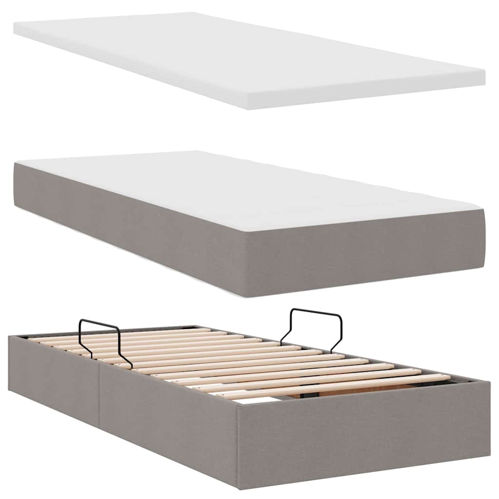 Krevet s LED trakama s pohranom Sivo-smeđa 200 x 200 cm tkanina