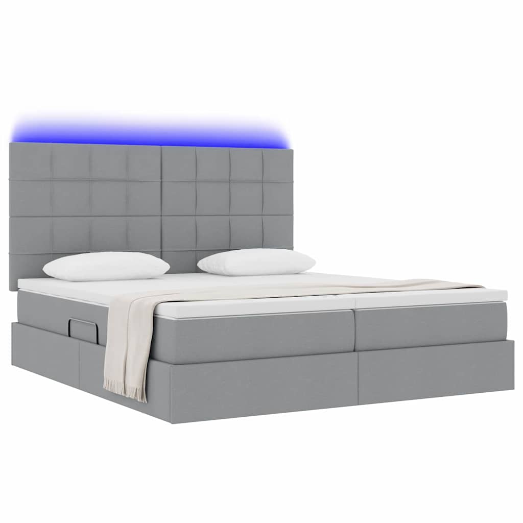 Krevet s LED trakama Svijetlo siva 180 x 200 cm tkanina