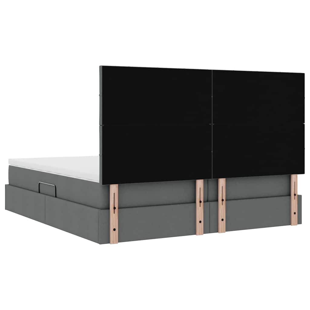 LED krevet za pohranu s madracem Tamnosiva 180 x 200 cm Tkanina