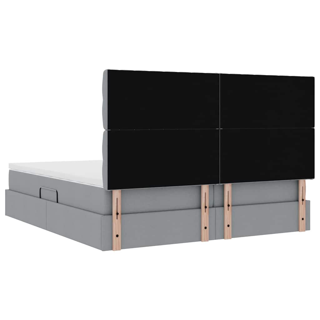 Krevet s LED trakama Svijetlo siva 200 x 200 cm tkanina