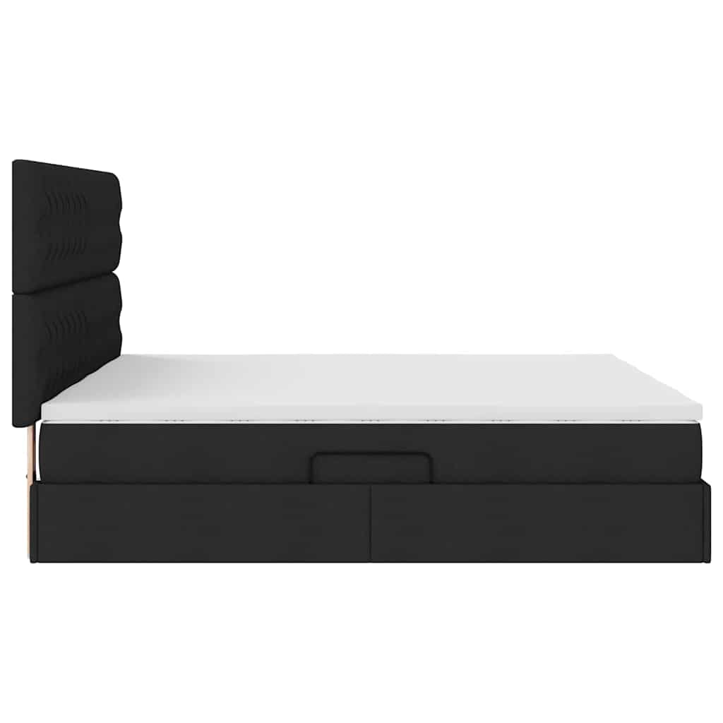 LED krevet za pohranu s madracem Crna 200 x 200 cm Tkanina