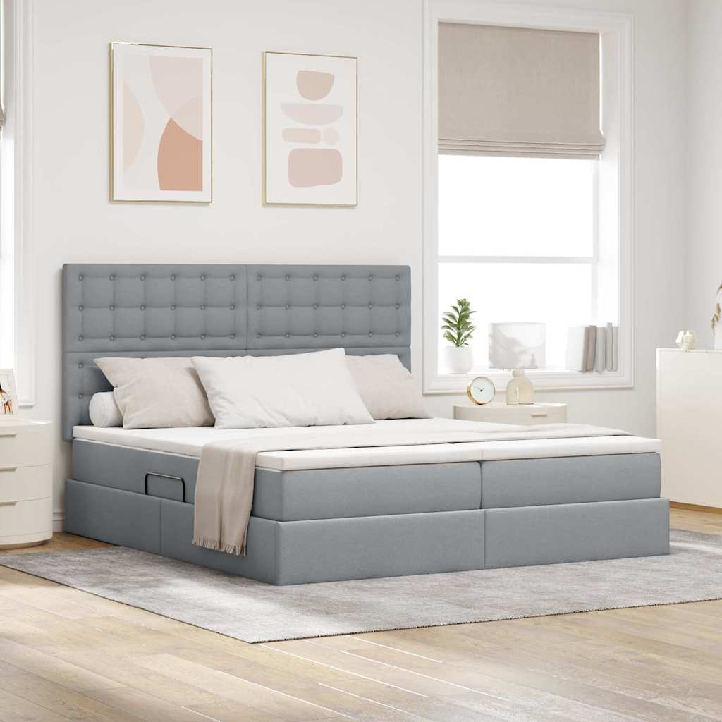 Krevet s LED trakama Svijetlo siva 180 x 200 cm tkanina