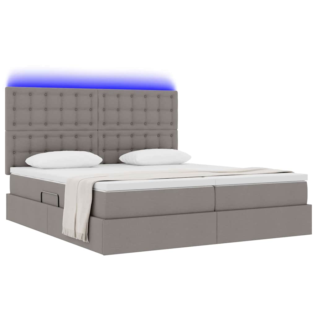 Krevet s LED trakama s pohranom Sivo-smeđa 180 x 200 cm tkanina