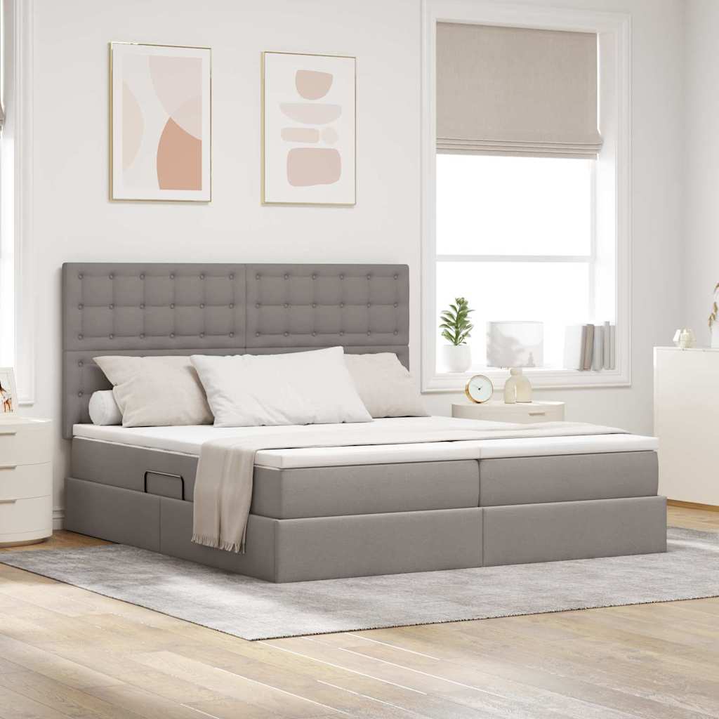 Krevet S LED lampica s pohranom Sivo-smeđa 200 x 200 cm tkanina