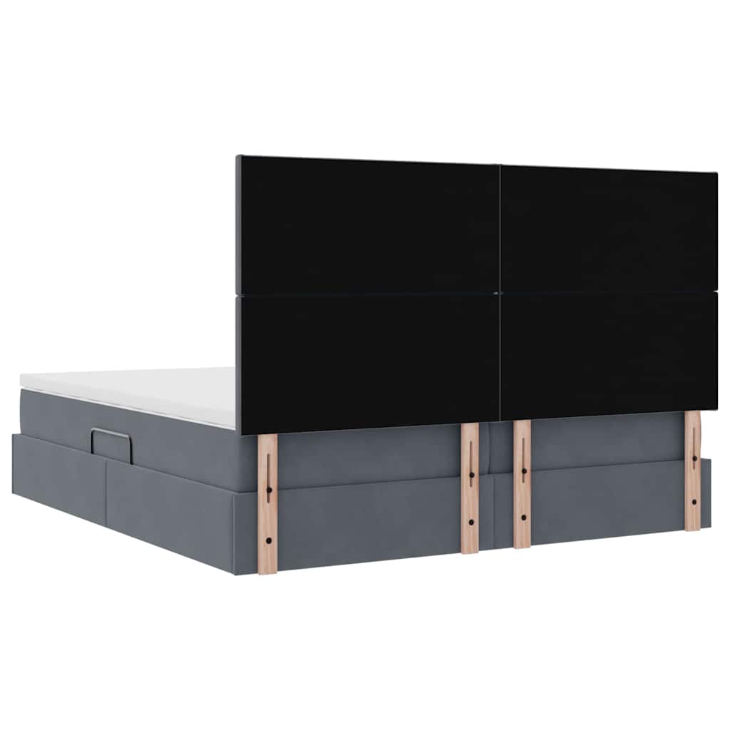 LED krevet za pohranu s madracem Tamnosiva 180 x 200 cm Baršun