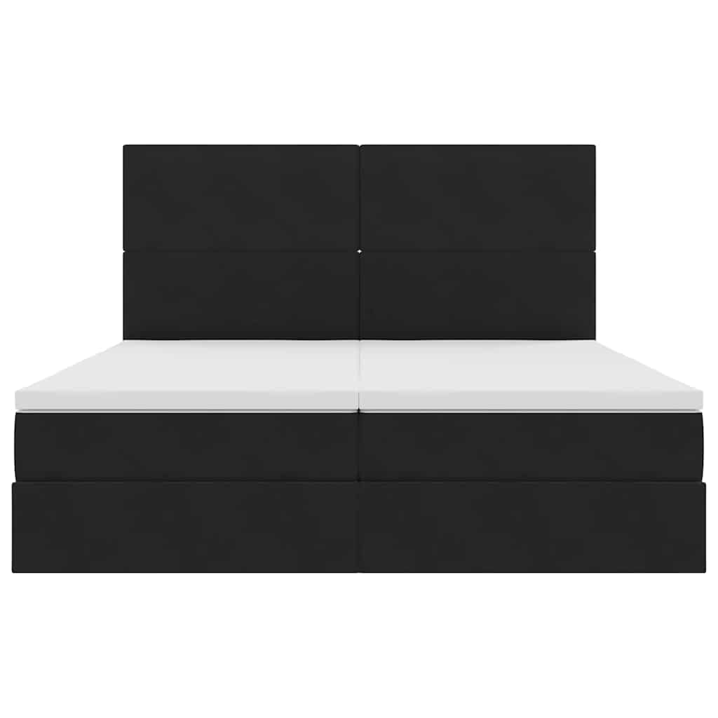 LED krevet za pohranu s madracem Crna 200 x 200 cm Baršun