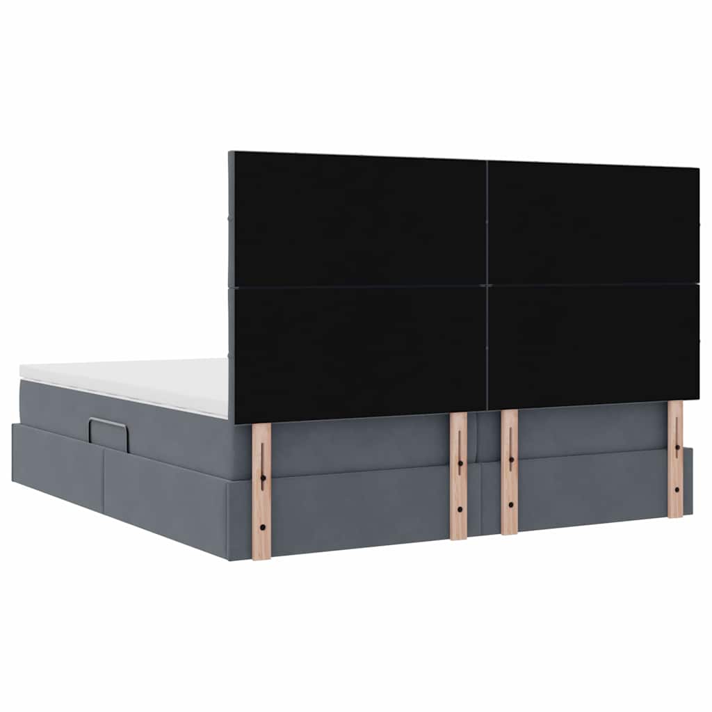 Krevet s LED trakama s pohranom Tamno siva 200 x 200 cm Baršun