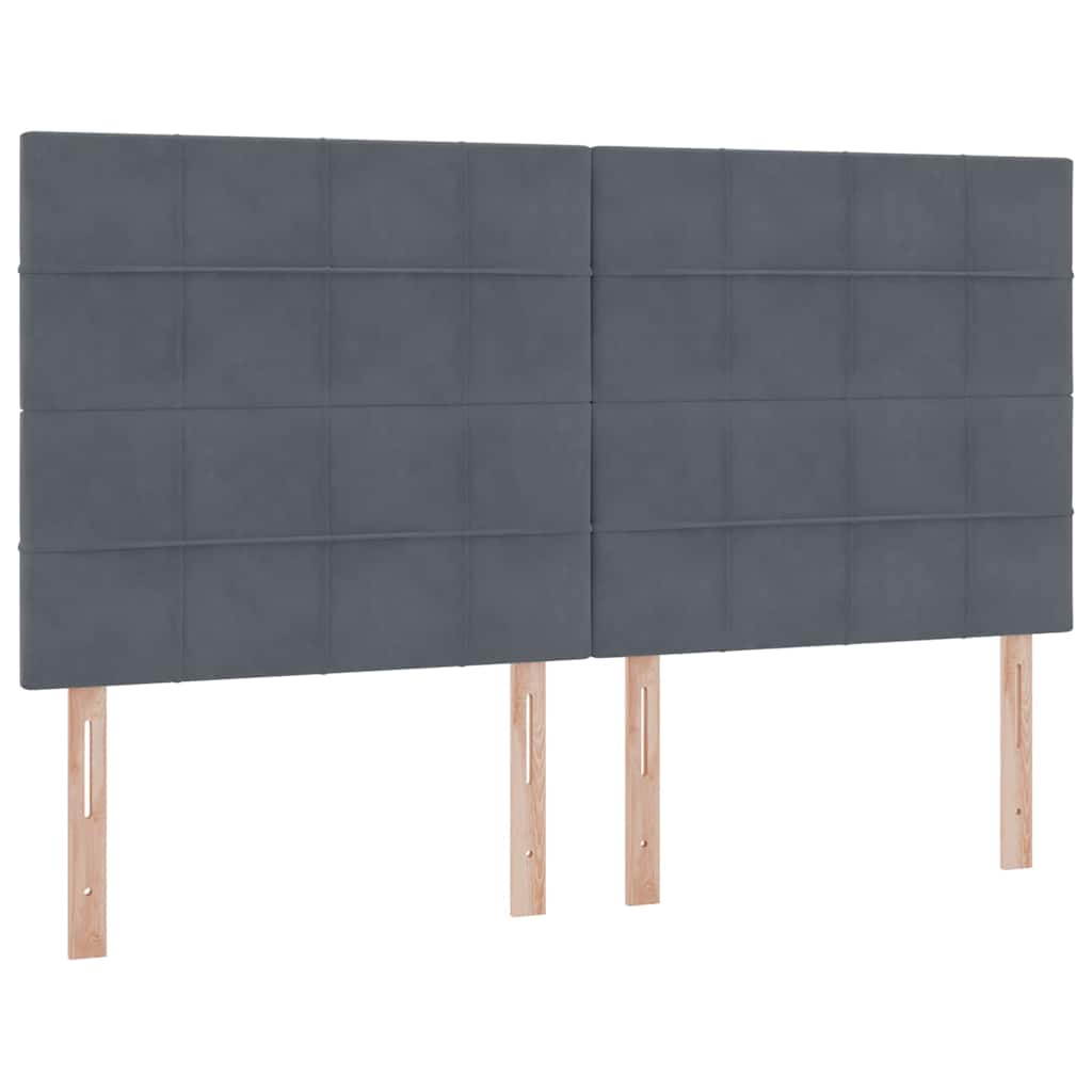 Krevet s LED trakama s pohranom Tamno siva 200 x 200 cm Baršun