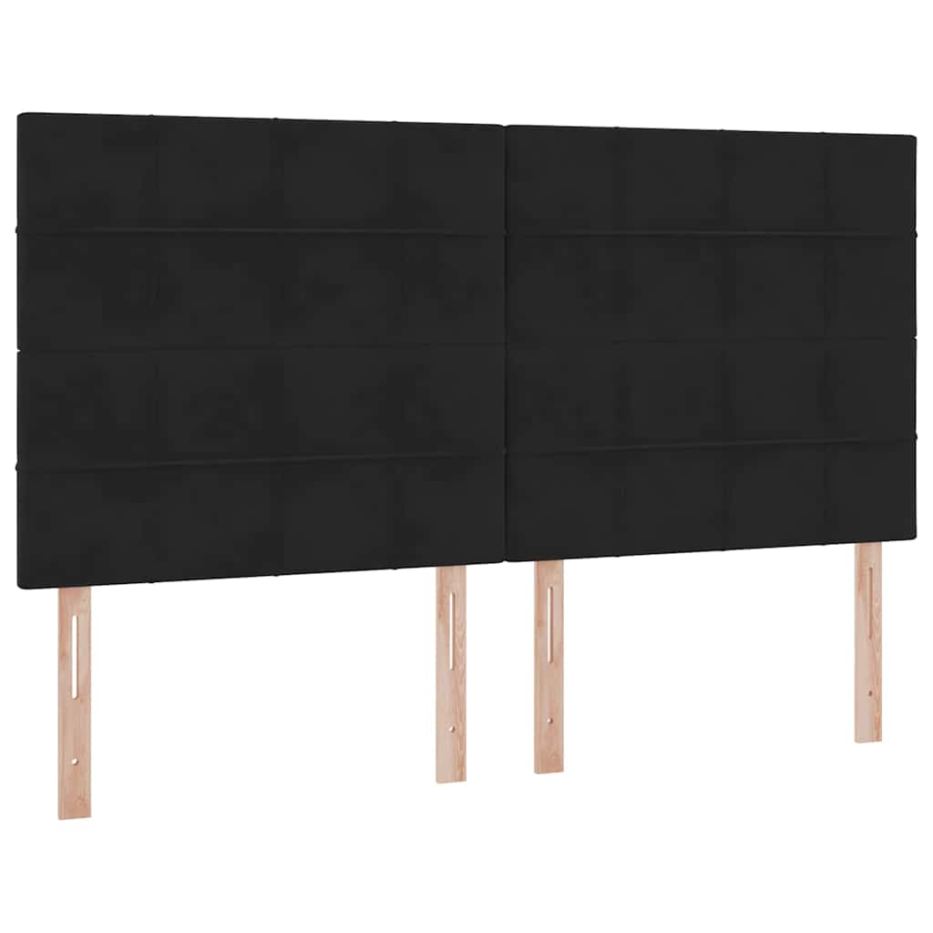 Krevet s LED trakama s uzglavljem Crna 200 x 200 cm Baršun