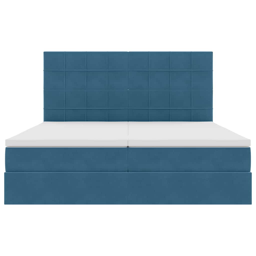 LED krevet za pohranu s madracem Tamno plava 200 x 200 cm
