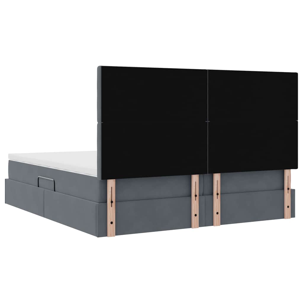 Krevet s LED trakama s pohranom Tamno siva 200 x 200 cm Baršun