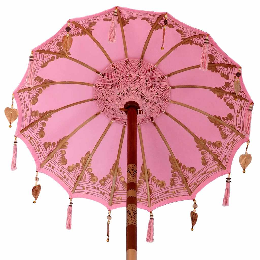 Balinežanski suncobran s bazom Ružičasta 95 x 95 x 260 cm