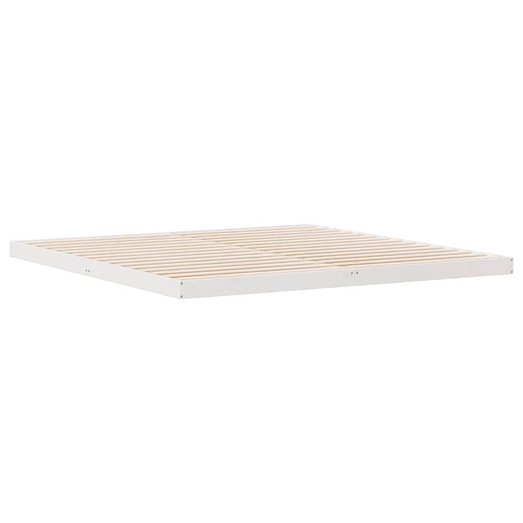 Krevet s daskama Bijelo 213,5 x 204 x 9 cm Čvrsto borovo drvo