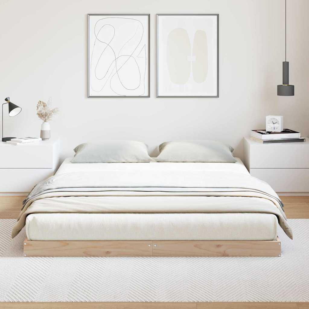 Krevet s daskama Prirodna 140 x 220 cm Čvrsto borovo drvo