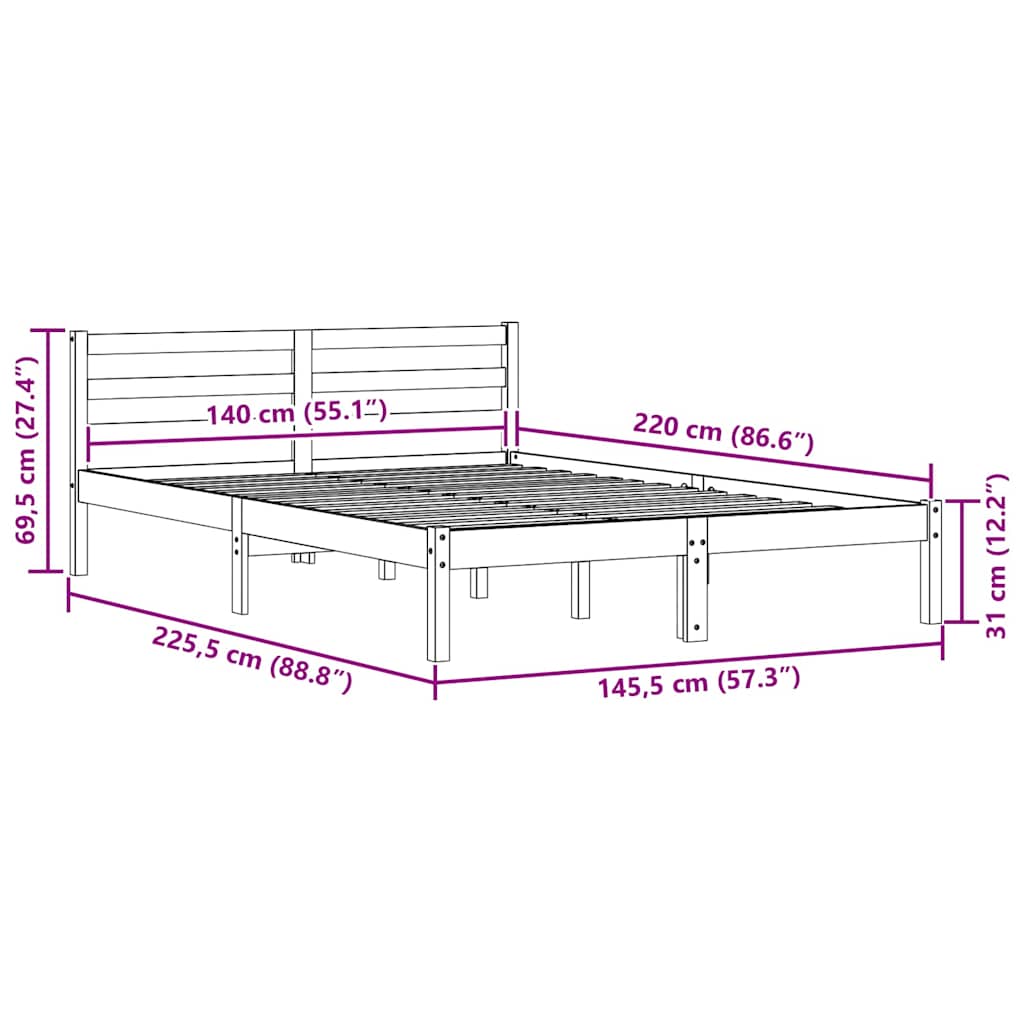 Krevetna konstrukcija Smeđa 225,5 x 145,5 x 69,5 cm