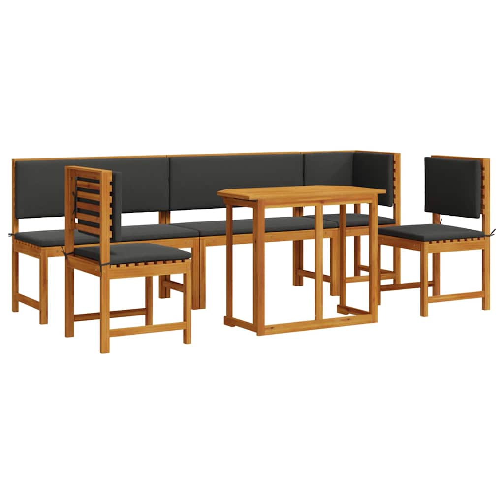 Bistro set za vrt 6 pcs Smeđa Čvrsto drvo akacije