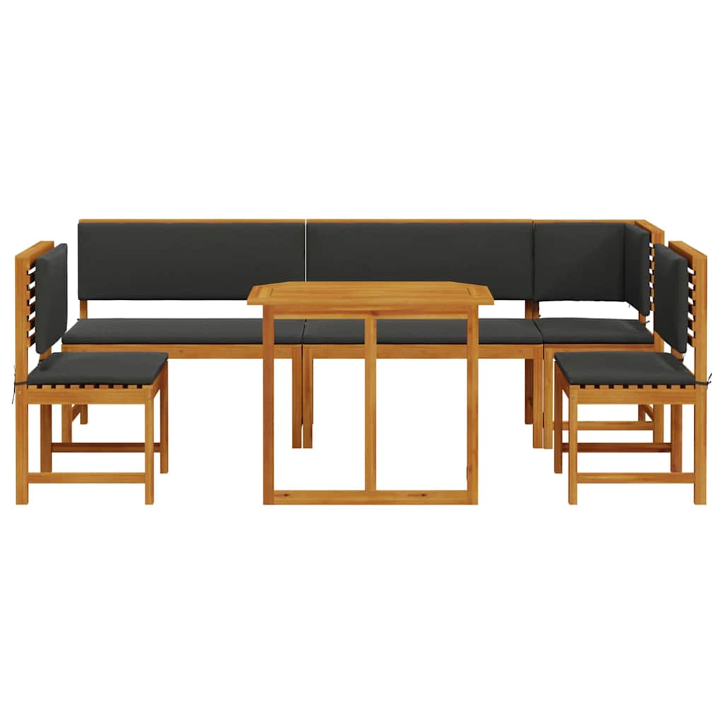 Bistro set za vrt 6 pcs Smeđa Čvrsto drvo akacije