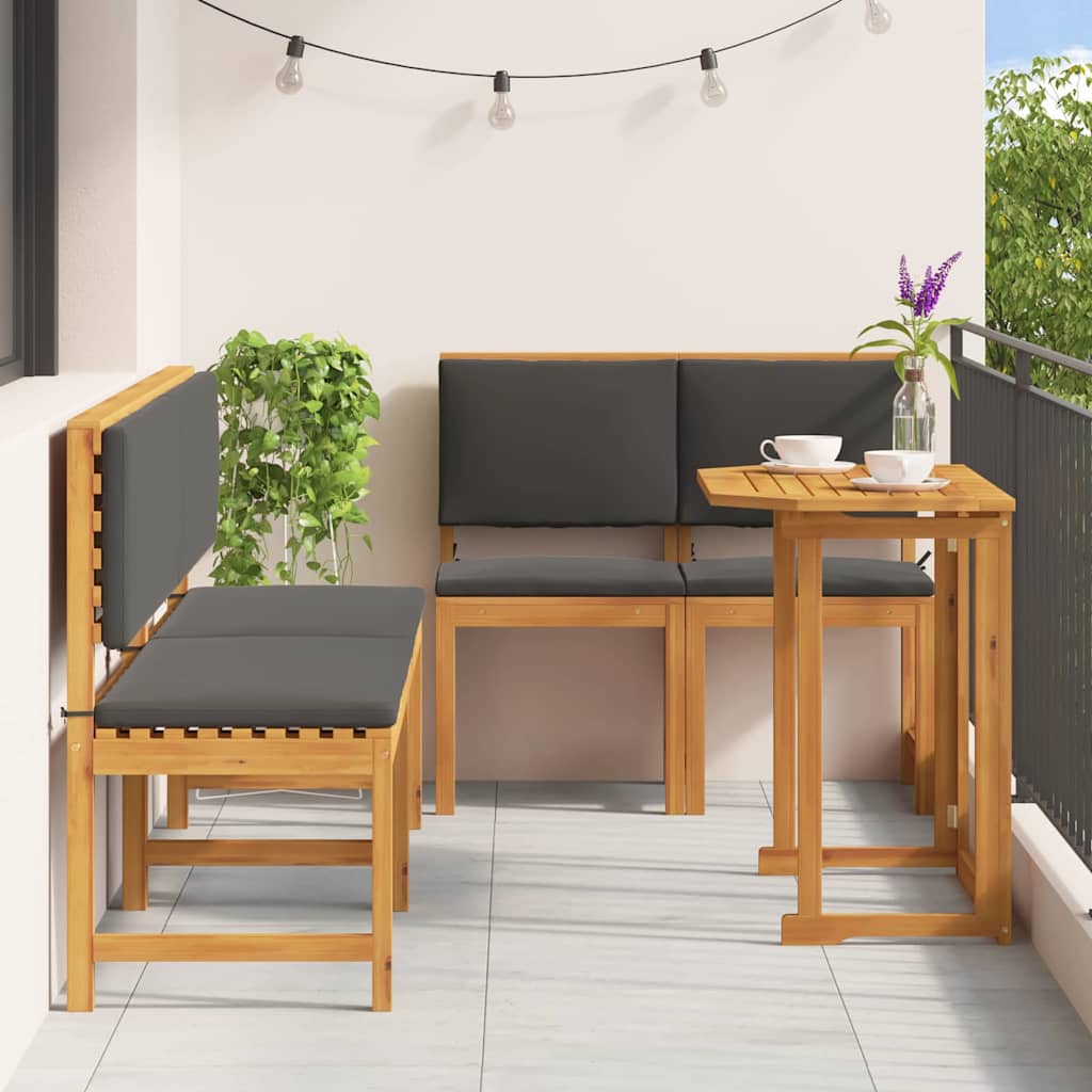Bistro set za vrt 5 pcs Smeđa Čvrsto drvo akacije