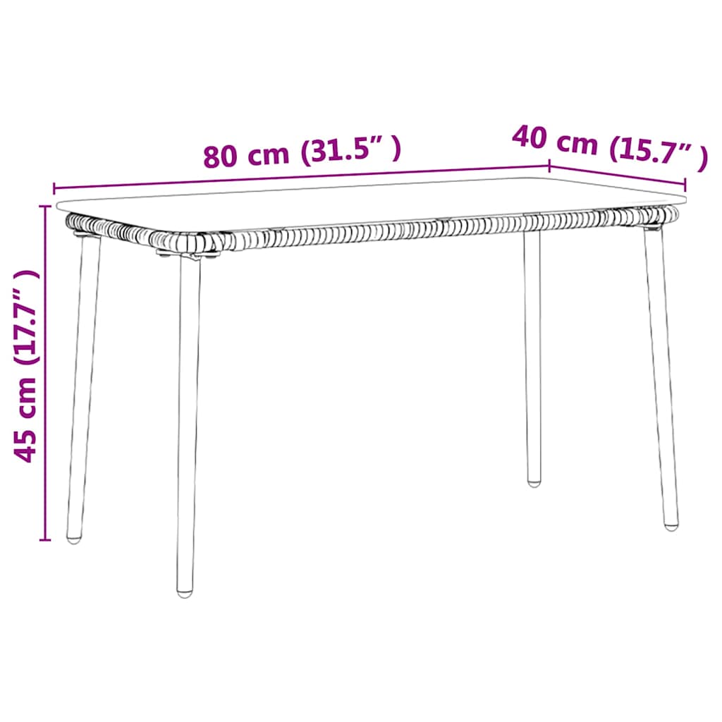Stol za vrt Crna 80 x 40 x 45 cm poliratan
