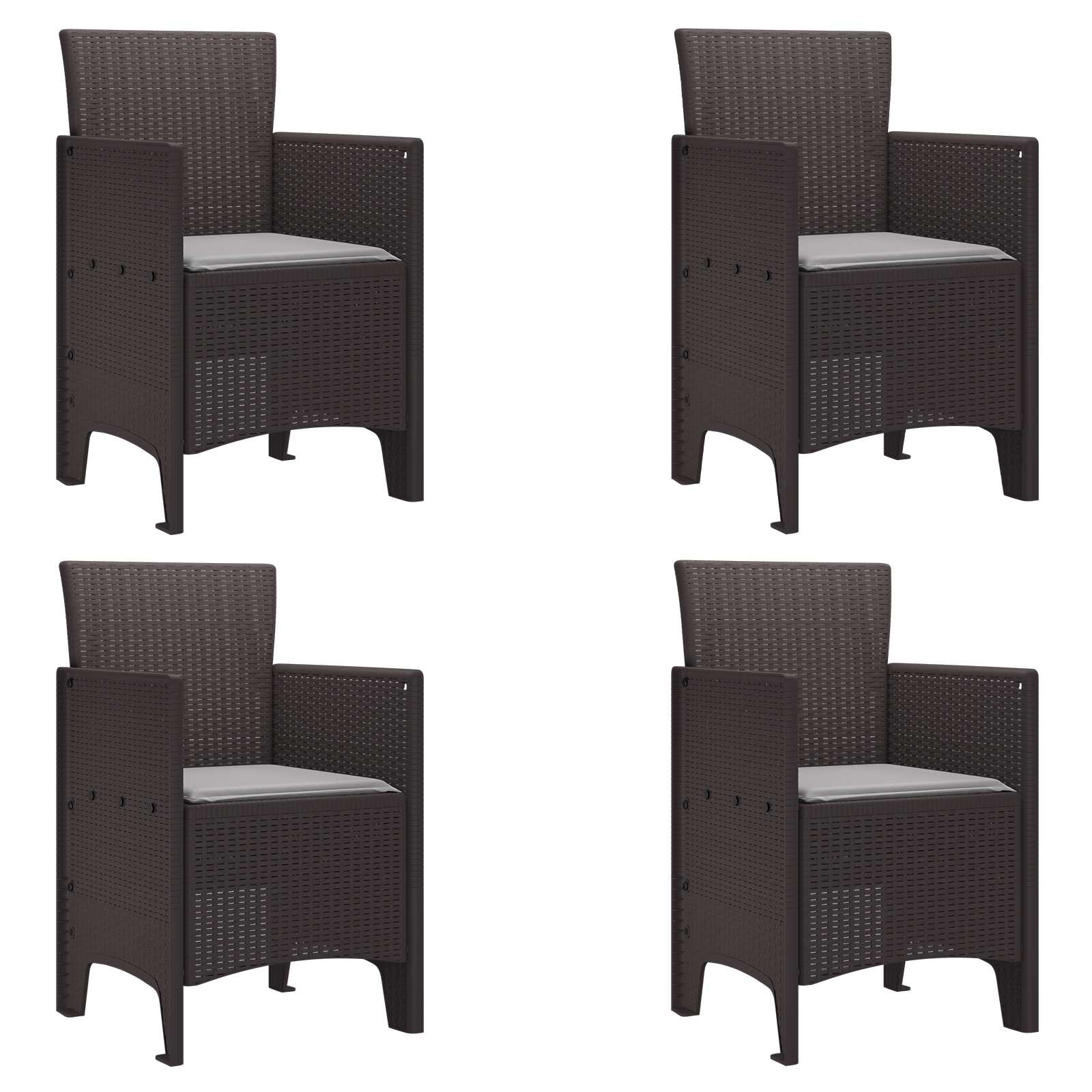 Vrtna stolica 4 pcs Smeđa 53 x 49 x 85 cm Polipropilen